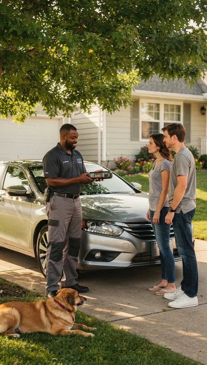 Изображение механика, оказывающего помощь на дороге.